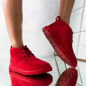 UGG Shearling Fur Red Boot Shoes- 9
